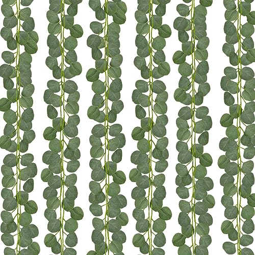 CQURE 28 Pack 196Ft Eucalyptus Garland,Artificial Eucalyptus Leaves Table Greenery Garland Wreath Vines for Wedding Party Fireplace Bedroom Wall Room Decor - size: 196Ft-28Pack-Green