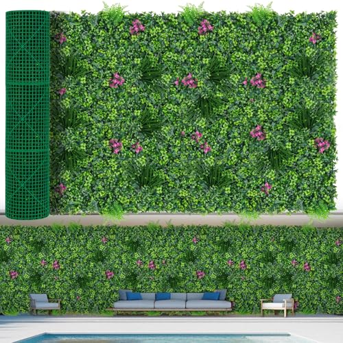 Artificial Grass Wall Roll Panels, 60"x120"(50 SQFT) Greenery Backdrop with Mint Plant Leaves, UV-Anti Fake Greenery Plant Boxwood Panels for Outdoor Patio Garden Green Wall Decor - size: 60X120 IN 1PC