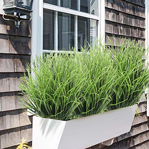 DVGUN Artificial 4 Count Pack of 4 - Artificial Plastic Outdoor UV Resistant Faux Garden Resistant Wheat Grass Greenery for House Plants Bushes Shrubs Indoor Decor - color: Pack of 4