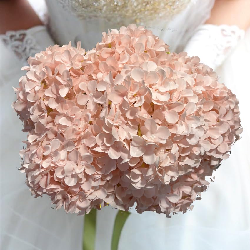 8pcs Pink Hydrangea Artificial Flowers 27.59" Large Realistic Single Long Stem Faux Silk Hydrangea Bouquets Flowers Arrangements Home Office Decor Wedding Centerpieces DIY - color: Pink