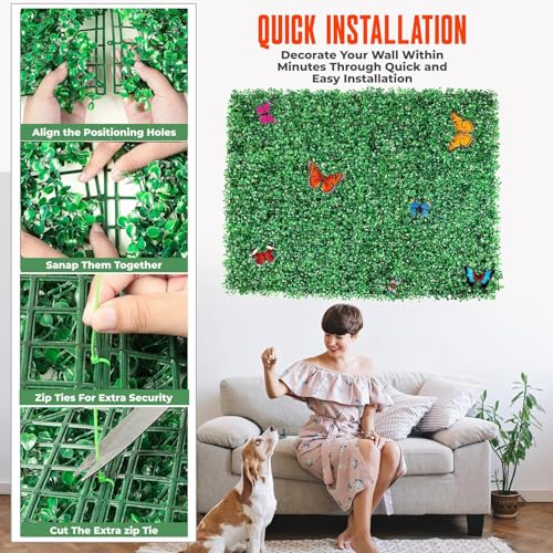 12Pcs Artificial Grass Wall Panels - 20”x20” Grass Backdrop Wall, UV Protected Greenery Decor for Indoor Outdoor Use (20”x20” (12pcs)) - size: 20”x20” (12pcs)