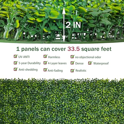 ODTORY Artificial Boxwood Roll Panels:40 X 120 in(33.5 sqft) UV-Anti Artificial Ivy Privacy Fence Wall Screen for Indoor Outdoor Green Grass Wall Decor & Ivy Fence Covering Privacy - size: 40 X 120 IN
