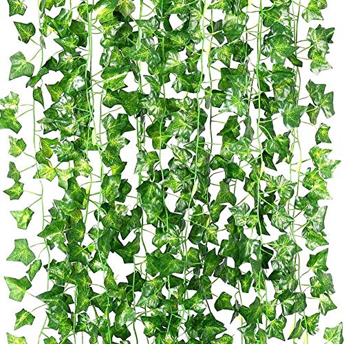 84 Feet Artificial Ivy Leaf Plants Fake Vine Hanging Garland Greenery Foliage for Home Kitchen Garden Office Wedding Wall Decor (Ivy/12 Strands) - color: Ivy/12 Strands