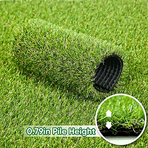 Fas Home Artificial Grass Turf 7FTX21FT,0.8" Pile Height Realistic Synthetic Grass, Drainage Holes Indoor Outdoor Faux Grass Astro Rug Carpet for Pet Dog Garden Backyard Balcony - color: 7FT, size: 7FTX21FT