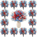 Lyrow 48 Pcs Red Blue White Patriotic Artificial Flowers 4th of July Table Centerpieces Decor Fake Babys Breath Pick Stems Floral Arrangement for 250th Anniversary Veterans Day Home Outdoor