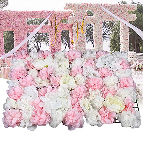 Flower Wall Panel Floral Backdrop,6Pack Champagne Flower Wall Decor,Silk Rose Wall, Artificial Flower Backdrop Faux Flower Panel for Wedding - color: 6pcs-40*60cm
