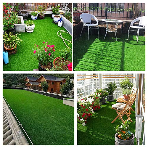 Petgrow 4 FT X 13 FT Synthetic Artificial Grass Turf for Garden Backyard Patio Balcony, Drainage Holes & Rubber Backing,Indoor Outdoor Faux Grass Astro Rug,DIY Decorations for Fence Backdrop - size: 4 FT X 13 FT