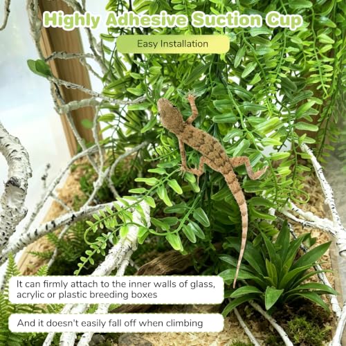 PINVNBY 8 PCS Reptile Plants Terrarium Decor Hanging Fake Vines with Suction Cup Artificial Leaves Bearded Dragon Tank Accessories for Lizards Geckos Snake Hermit Crab - size: 8PCS