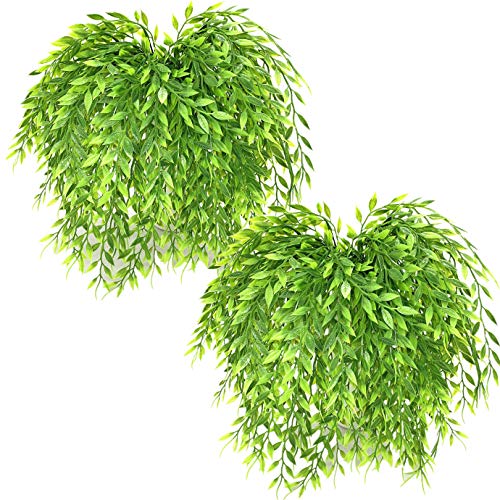 Artificial Weeping Willow, Plastic Plants Greenery Shrubs, Fake Hanging Vine Ivy Garland Outdoor Indoor Home Garden Verandah Parterre Wall Baskets Table Decoration UV Resistant 8 pcs - color: Weeping Willow / 8pcs