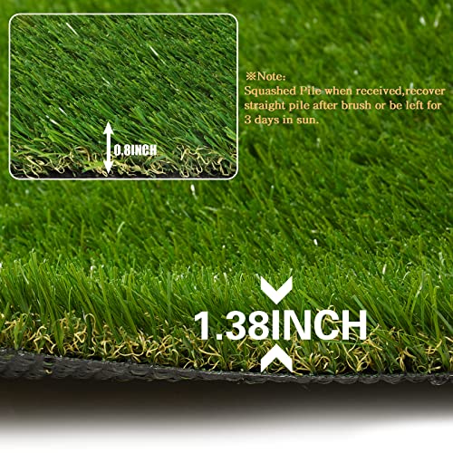 Heyroll Artificial Turf Grass 4' x 6', 1.38 Inch Realistic Artificial Grass Rug, Fake Grass Mat Thick with Rubber Backing, for Pets Dogs Garden Lawn Landscape Indoor Outdoor - size: 4' x 6'