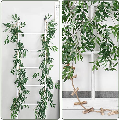 RECUTMS Artificial Willow Leaves Vine Twigs 2Pcs 5.7Ft Fake Hanging Ivy Plants Silk Green Leaf Rattan Garland Greenery Decor for Indoor Outdoor Home Wedding Arch Jungle Beach Birthday Party Garden - color: Willow Vines Green 2pcs