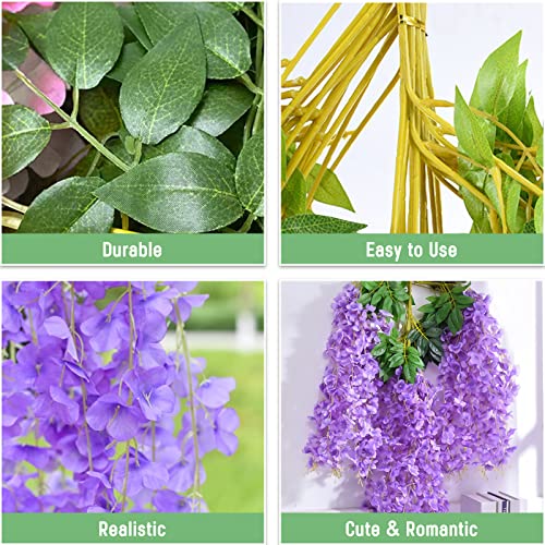 BLEUM CADE 36Pcs Purple Fake Wisteria Hanging Flowers, 3.6Ft/Pcs Artificial Wisteria Garland, Hanging Flowers for Wedding Party Home Backdrop Wall Decoration - color: Purple, size: 36pcs