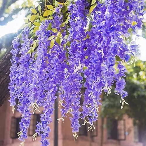 BLEUM CADE 10Pcs Purple Fake Wisteria Hanging Flowers, 3.6Ft/Pcs Artificial Wisteria Garland, Hanging Flowers for Wedding Party Home Backdrop Wall Decoration - color: Purple, size: 10pcs