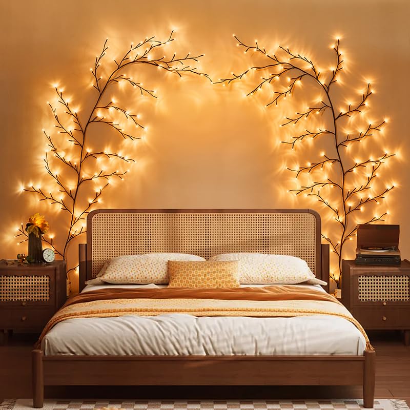 Bexdir Enchanted Willow Vine Lights 9.3ft 160LED, Vines for Home Decor Lighted Tree for Walls in 8 Modes & Timer, Branches Lights for Halloween Christmas Holiday Decor Indoor with Timer - color: Brown