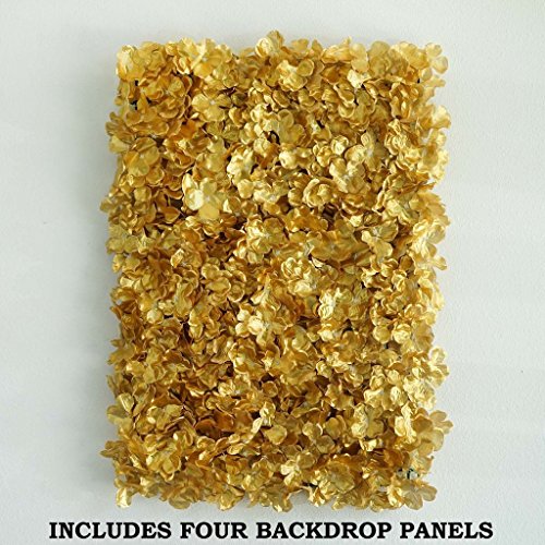 Tableclothsfactory 4 PCS Gold Silk Hydrangea Flower Mat Wall Wedding Event Decor for DIY Centerpiece Arrangement Party Decorations - color: Gold