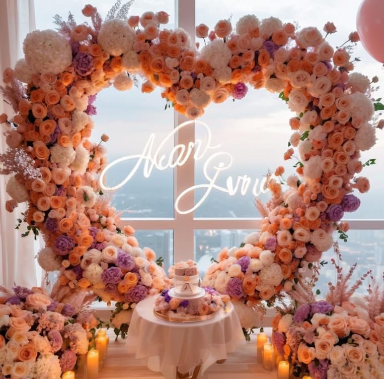 Heart Shape Wedding Metal Arch Backdrop Gold Flower Balloon Arbors Stand for Wedding Birthday Party, Graduation Decorations and Baby Shower 2.2M - size: 7.2FT
