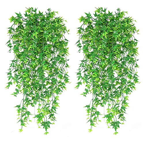 Artificial Hanging Vine, Sweet Potato Leaves Plastic Plants Greenery Faux Ivy Garland Fake Plant UV Resistant for Indoor Outdoor Garden Door Wall Baskets Wedding Party Table Decoration Green 4 Pcs - color: Sweet Potato Vine-green-4 Pcs