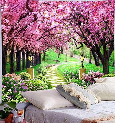 MEETSIOY Floral Decor Tapestry 84x90 Inches Cherry Blossom Wall Art - color: no window pattern, size: 90"L x 84"W