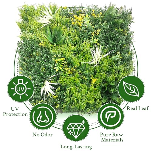 ODTORY Artificial Grass Wall Boxwood Panels: 40" x 120" (33.5 sqft) Greenery Ivy Privacy Fence Faux Backdrop with UV Protection Vine Leaf Hedge for Garden Covering,Outdoor Indoor Home Decor - color: Green A, size: 40x120 in