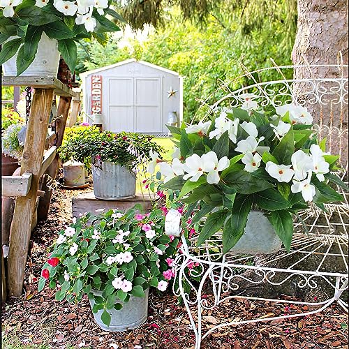 2 Pcs Artificial Impatiens Flowers for Outdoors Faux Impatiens Bushes White Silk Flowers Greenery Artificial Impatiens Bouquet for Patio Lawn Garden Pot Hanging Basket Porch Decoration - color: White