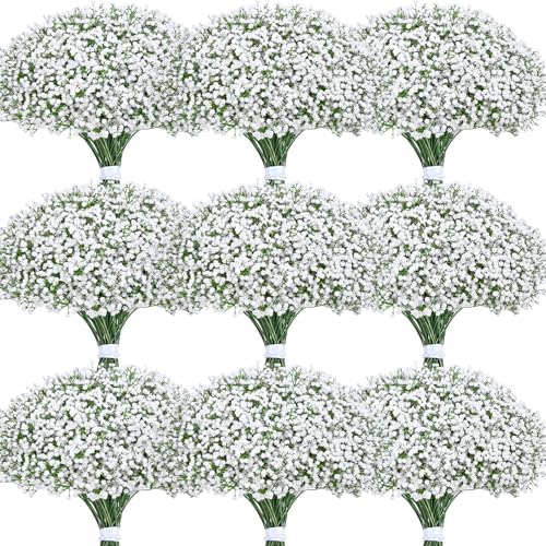Yastouay 60Pcs Babys Breath Artificial Flowers, Fake White Babys Breath Flowers Artificial Bulk, Real Touch Faux Babies Breath Gypsophila Bouquet for Wedding Floral Arrangement Party Decor - color: White, size: 60 Pcs