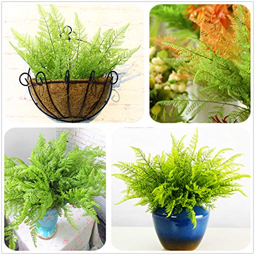 Artificial Plants, Fake Fern Plastic Shrubs Greenery Bushes Grass Home Garden four seasons Outdoor UV Resistant Window Box Verandah Planter Filler Indoor Wedding Decor DIY Christmas Decoration 2 Pack - color: Fern Leaves - 2 Pack