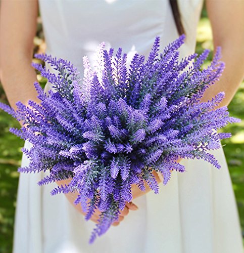 CATTREE Artificial Lavender Flowers, Fake Plastic Flocked Plants for Indoor Outdoor Home Office Arrangements Wedding Bridle Bouquet Decor Christmas DIY Ornaments Decorations Purple 4 Pack - color: Lavender-4pcs