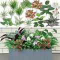 20Pcs Artificial Plants Outdoor Fake Greenery & Flowers Faux Plastic Bushes Leaves UV Resistant for Outdoor Planters Porch Garden Patio Front Porch Window Box Farmhouse Wedding Decor