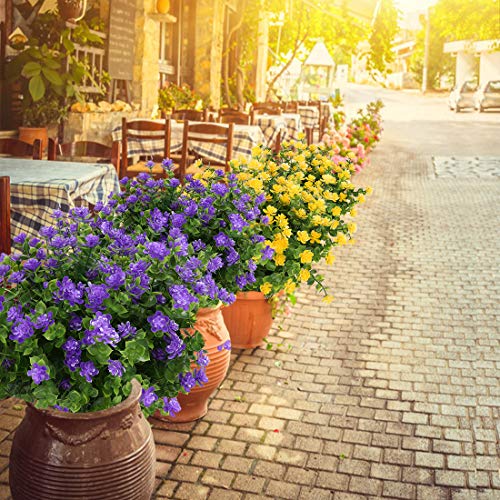 10PCS Artificial Flowers, Fake Artificial Greenery UV Resistant No Fade Faux Plastic Plants for Wedding Bridle Bouquet Indoor Outdoor Home Garden Kitchen Office Table Vase(Purple) - color: Purple
