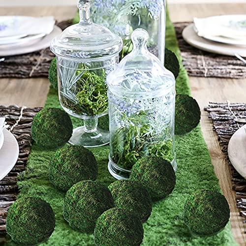 Qingbei Rina Large Green Moss Balls Decorative(4"-Set of 6), 4 Inch Decorative Moss Ball for Bowls, Vase Filler Bowl Fillers for Centerpiece, Handmade Natural Moss Balls,Wedding Party Home Decor