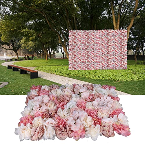 6 Pcs Flower Wall Panels, Artificial Flower Wall Backdrop 3D Silk Flowers Wall Mat, 23.62''x15.74'' Artificial Rose Flower Backdrop Flower Panels for Wedding Party Decor - color: Pink+white