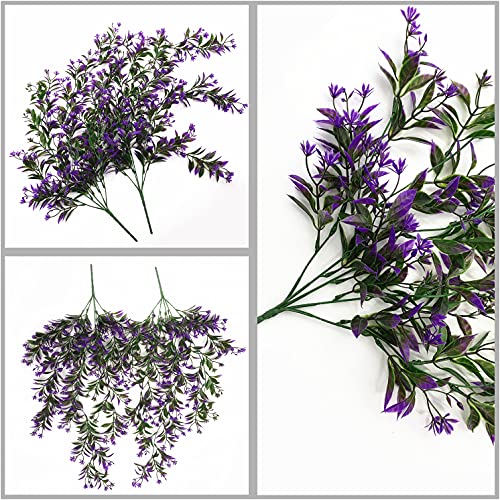 Artificial Flowers Vine, for Christmas Plastic Hanging Ivy Plants Fake Vines Grass Garland Home Garden Outdoor Window Box Indoor Party UV Resistant Wedding DIY Wall Decor Decoration - Purple 2 Pack - color: Flowers Vines/ Purple/ 2 Pack