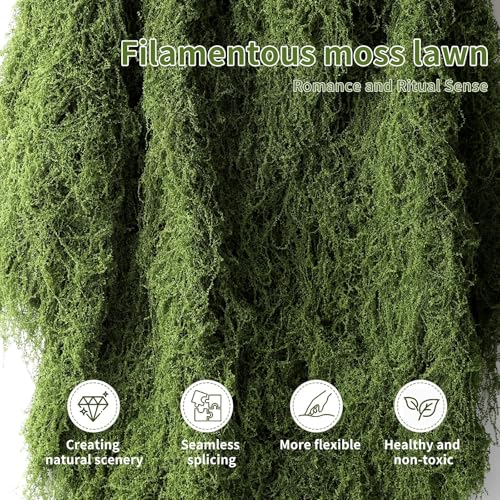Artificial Green Moss Mat for Decoration Carpet Grass Wall, 19.68 x 19.68 inch Natural Preserved Moss Mat, Green Moss Sheets for Crafts Woodland Decor Garden Party Decorations Wall Art DIY Project
