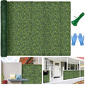Artificial Boxwood Backdrop Roll: 96"x120" (80 sqft) UV-Anti Greenery Faux Grass Hedge for Indoor Outdoor Green Wall Decor, Patio Privacy Screen, Garden Fence Covering - size: 96"X120"