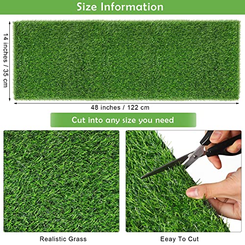 TURSTIN Artificial Grass Table Runners 14 x 48 Inch Green Grass Tabletop Synthetic Grass Carpet Rug Table Decorations for Spring Summer, Wedding, Birthday Party Decor - size: 14 x 48 Inches