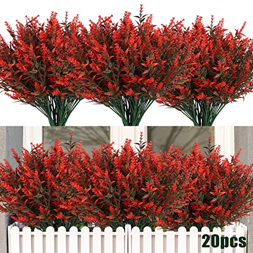 RECUTMS 20 Bundles Artificial Fall Flowers No Fade Faux Autumn Plants, Fake Indoor Outdoor Greenery for Thanksgiving Christmas Wedding Party Home Garden Fireplace Décor(Orange) - color: Orange, size: 20 Bundles