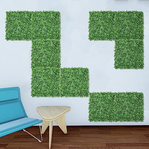 E&K 6Pcs 20" x 20" Artificial Grass Wall Panels, Faux Boxwood Greenery Backdrop Decor, UV Protected Privacy Hedge Screen for Indoor Outdoor (Boxwood) - color: Boxwood