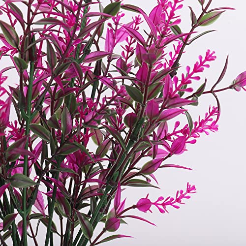 RECUTMS Artificial Faux Plants Flowers Outdoor Spring Decoration,Artificial Plants Outdoor Artificial Flowers for Outdoors UV Resistant for Outside Home Planter Porch Patio Window Yard Decor(Fuchsia) - color: Fuchsia, size: 36 Bundles