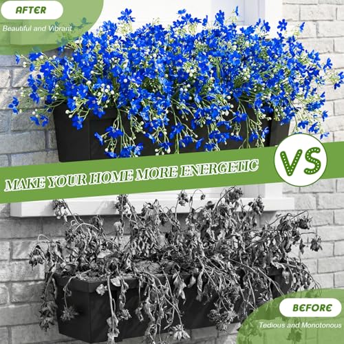 Tigeen 20 Stems Artificial Baby's Breath Flowers, Royal Blue Silk Fake Flowers with Long Stems for Tall Vase, Faux Floral Bouquet for Spring Wedding Party, Home Outdoor Indoor Table Centerpiece Decor - color: Blue
