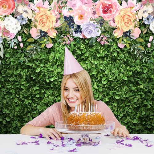Avezano Flower Photography Backdrop Green Spring Grass Lawn Party Background Floral Grass Birthday Baby Shower Miss to Mrs Wedding Bridal Shower Backdrops Cake Table Decorations, 7x5 - size: 7x5