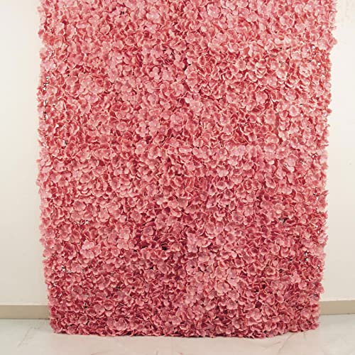 Tableclothsfactory 4 PCS Pink & Dusty Rose Silk Hydrangea Flower Mat Wall Wedding Event Decor for DIY Centerpiece Arrangement Party Decorations - color: Dusty Rose