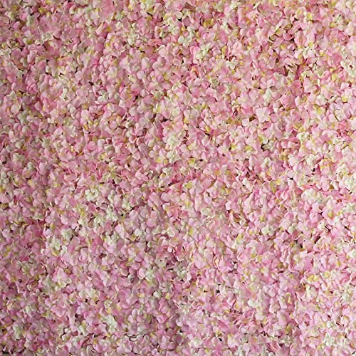Efavormart 11 Sq ft. | Pink/Cream UV Protected Hydrangea Flower Wall Mat Backdrop - 4 Artificial Panels - color: Pink
