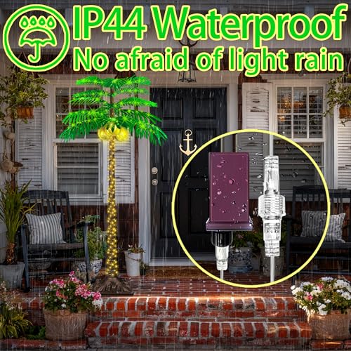 6FT LED Lighted Palm Tree with 431pcs Lights, Artificial LED Palm Tree with 3 Glowing Coconuts, Simulated Trunk with Lights, 8 Lighting Modes&Timer. - size: 6FT