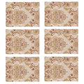 kilofly 6pc Elegant Floral Brocade Jacquard Table Placemats (11.8 x 15.7 in) - color: Khaki, size: 11.8*15.7 inch