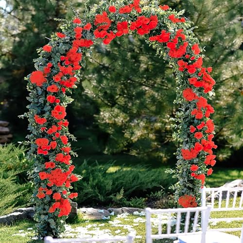 YRIOWMI 10PCS Fake Rose Garland, 7.5Ft Artificial Vines Flowers Hanging Rose Vine for Table Wedding Backdrop Arch Wall Party Mantle Festival Decor (Red) - color: Red