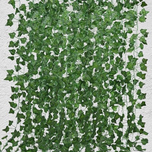 RECUTMS 258 FT Fake Vines Greenery Leaf Garland Ivy Vine Foliage Flowers Hanging for Wedding Party Garden Home Kitchen Office Aesthetic Wall Bedroom Living Room Wedding Party Patio Decor(36 Pack) - color: Green-36