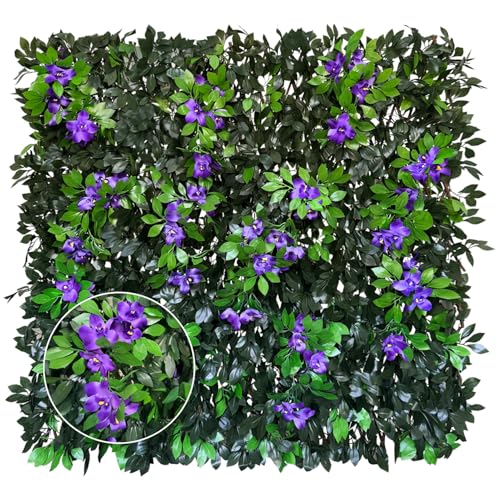 Expandable Privacy Screen with Artificial Flower for Balcony Patio Fence Greenery Privacy Fence Outdoor Leafy Purple Flowers 4pcs - color: Leafy Purple Flower, size: 4pcs
