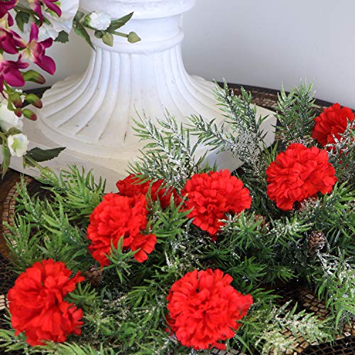 Larksilk 100 Pack Artificial Carnations - Bulk Silk Flowers for Weddings, Mother's Day, Graduations, Easter & Memorial Day - 3.5" Heads, 5" Stems, Real Touch Petals, 18 Colors Available - Red - color: Red, size: 100