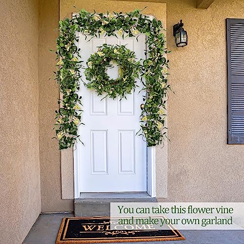Tigeen Artificial Eucalyptus Garland Plant 6.5 FT Wedding Faux Leaves Greenery Garland Vines Hanging DIY Decoration for Home Party Table Runner Mantle Wall Decor(1 Pcs)