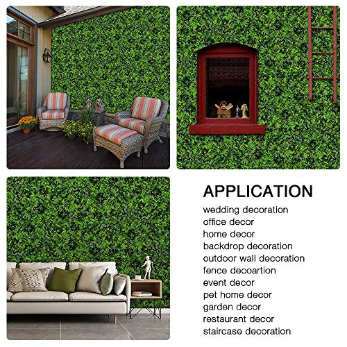 Artificial Grass Wall Panels, 12pcs 20"x20" Plant Wall Mats for Greenery Backdrop, 3 sqms Outdoor Green Hedges for Privacy Screening Fence Covering - color: Green
